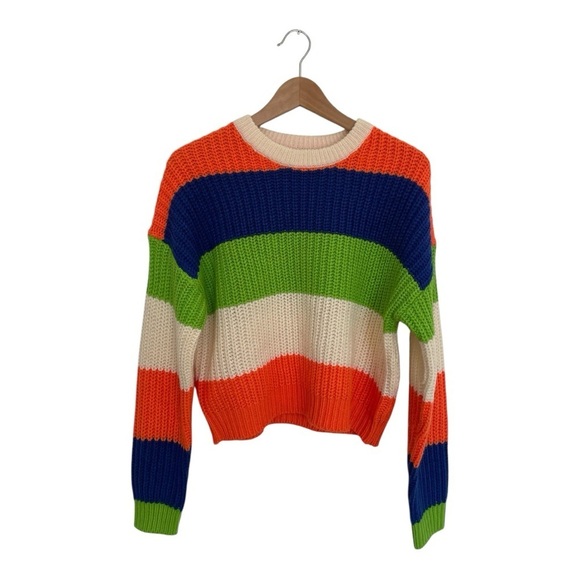 Only Colorful Striped Colorblock Sweater size small - Picture 2 of 6